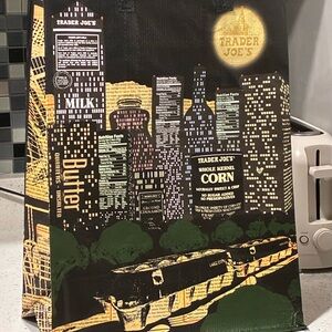 Trader Joe's Black and Gold Cityscape Reusable Bag